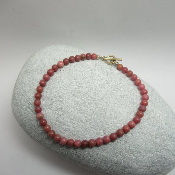 Rhodonite gemstone bead bracelet - Picture 3 of 8